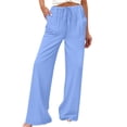 thumbnail image 1 of RQYYD Wide Leg Pants for Women Flowy Palazzo Drawstring Elastic Waist Trousers with Pockets Summer Beach Vacation Clothes, 1 of 6