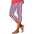 thumbnail image 1 of RQYYD Women Capri Leggings 2024 Dressy Casual Striped Summer Capris Knee Length Crop Pants Trendy Lightweight Ladies Clothing, 1 of 6