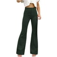 thumbnail image 1 of RQYYD Women Corduroy Flared Pants Solid Color Casual Stretch High Waist Bootcut Bell Bottom Trousers Streetwear with Pockets Army Green XXL, 1 of 6