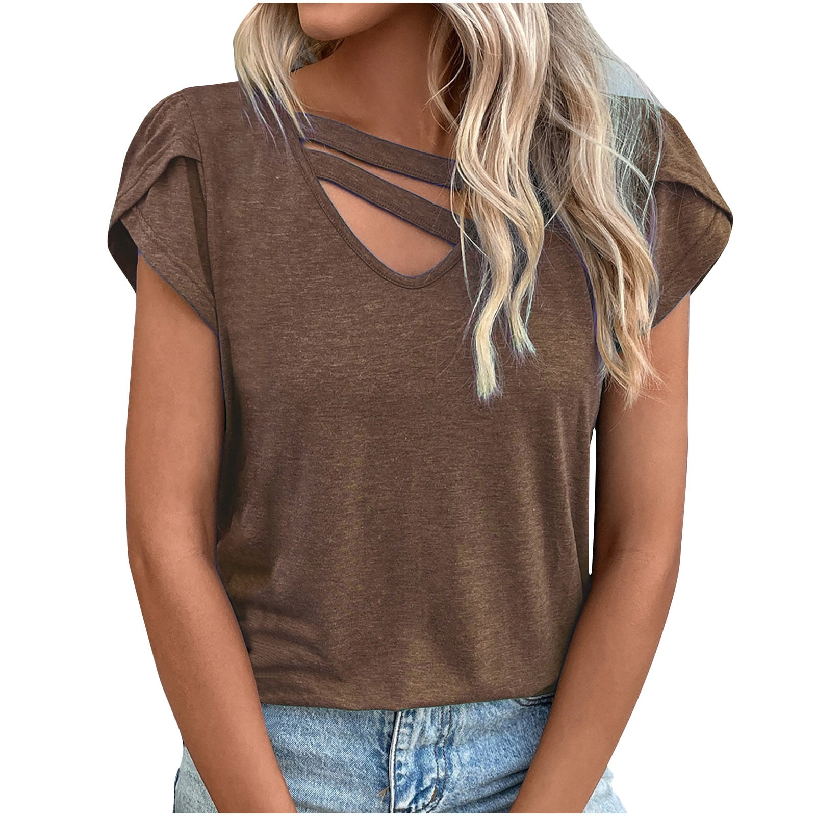 cutout v neck t shirt
