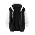 thumbnail image 1 of RQYYD Women Fuzzy Fleece Hoodie Jackets Solid Full Zip Up Sherpa Lined Warm Fleece Coat Outwear Plush Flannel Drawstring Hooded Sweatshirt(3#Black,5XL), 1 of 6