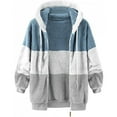 thumbnail image 1 of RQYYD Women Fuzzy Fleece Hoodie Jackets Solid Full Zip Up Sherpa Lined Warm Fleece Coat Outwear Plush Flannel Drawstring Hooded Sweatshirt(1#Gray,M), 1 of 4