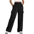 thumbnail image 1 of RQYYD Women High Waisted Drawstring Wide Leg Cargo Pants Trendy Casual Baggy Joggers Pants with Pockets, 1 of 7