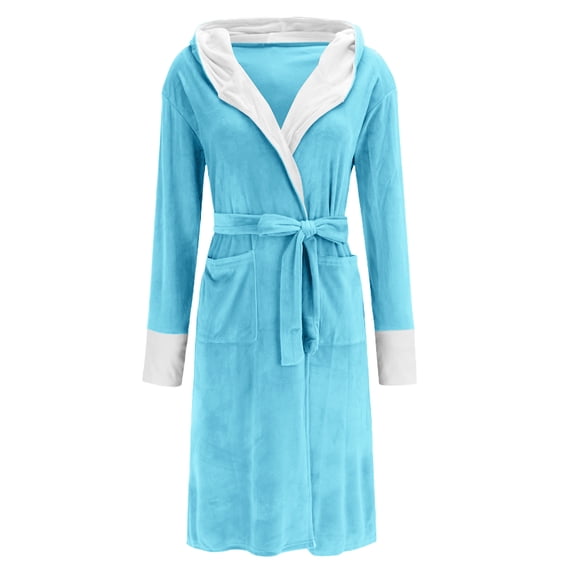 RQYYD Women Hooded Plush Robe, Fleece Cozy Warm Bathrobe 2025