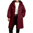 thumbnail image 1 of RQYYD Women Long Quilted Coat Hooded Length Long Sleeve Puffer Jacket Padded Coat Winter Outerwear, 1 of 7