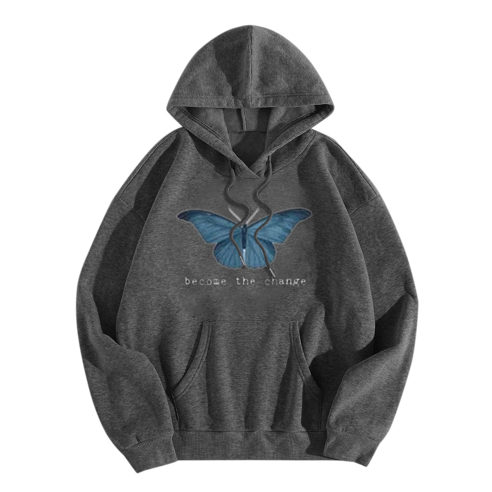 RQYYD Women Long Sleeve Oversized Hoodie Sweatshirt Butterfly