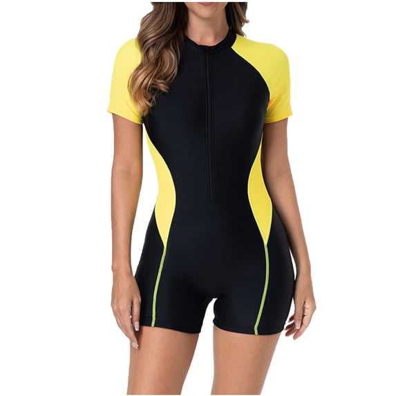 RQYYD Women Rash Guard Long Sleeve One Piece Swimsuit Surfing Bathing Suit UPF 50+ Athletic Swimwear