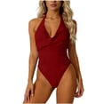 thumbnail image 1 of RQYYD Women Sexy Tummy Control One Piece Swimsuits Halter Push Up Bathing Suits Swimwear, 1 of 6