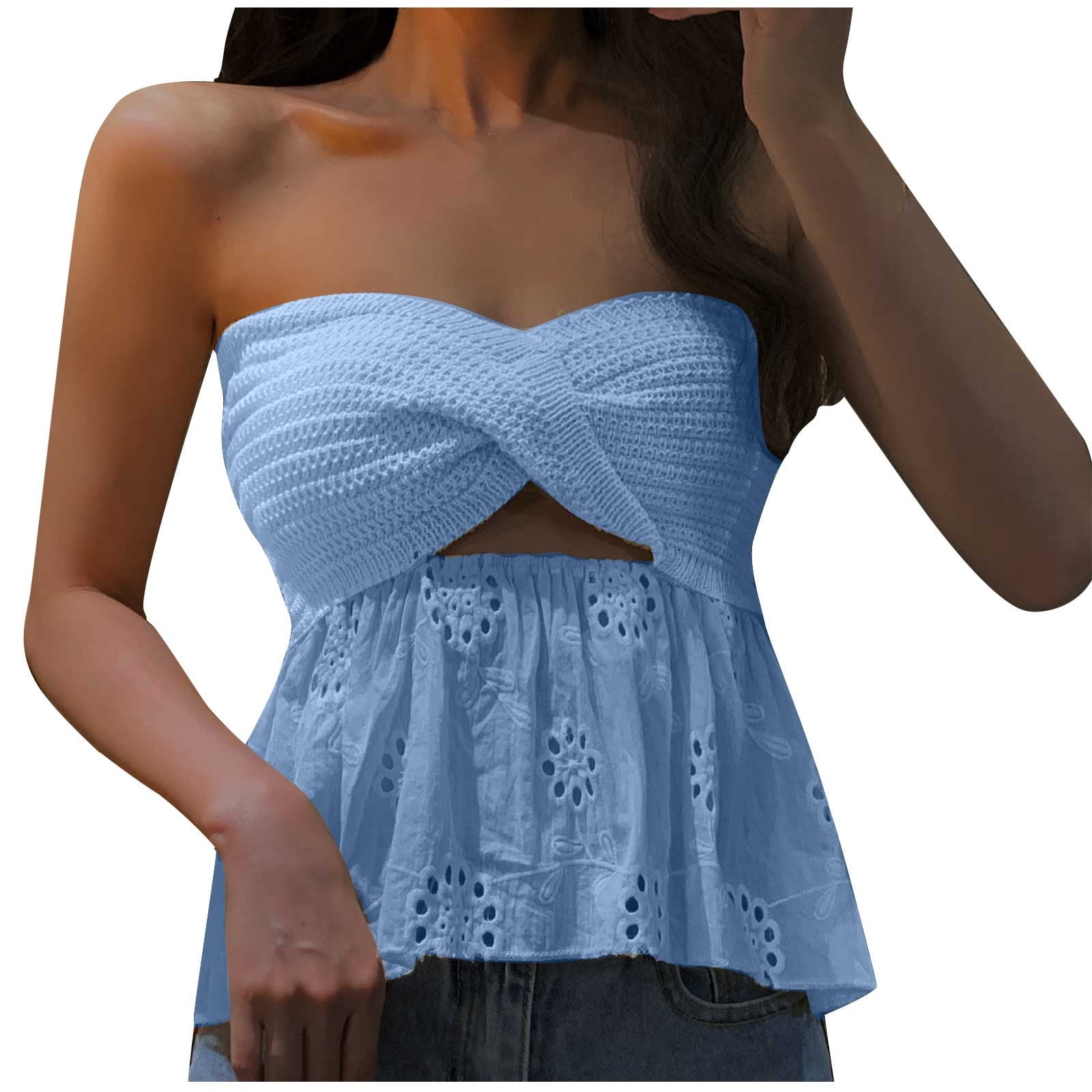 JUMP tube TOP camisole BLUE BOUCLE strapless BUILT IN BRA retail $58 M NWT