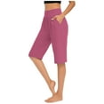 thumbnail image 1 of RQYYD Women's 12" Bermuda Long Shorts with Pockets High Waisted Stretch Knee Length Shorts for Women Summer Walking Hot Pink XXXL, 1 of 7