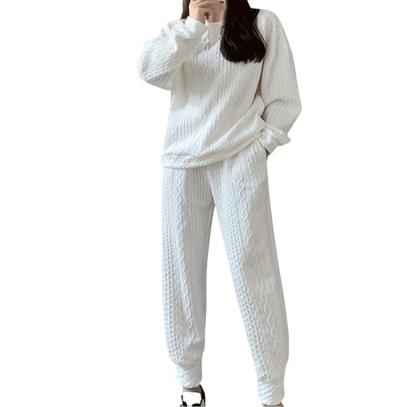 RQYYD Women's 2 Piece Sweatsuits Set Long Sleeve Oversized Sweatshirt Sweatpants With Pockets
