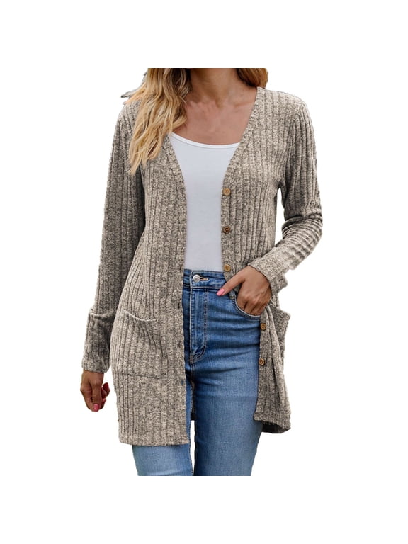 Women’s 2024 Fall Fashion Cardigan Lightweight Soft Knit Cardigan for Women Long Sleeve Open Front Coat with Pockets