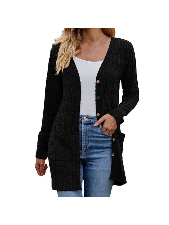 Women’s 2024 Fall Fashion Cardigan Lightweight Soft Knit Cardigan for Women Long Sleeve Open Front Coat with Pockets