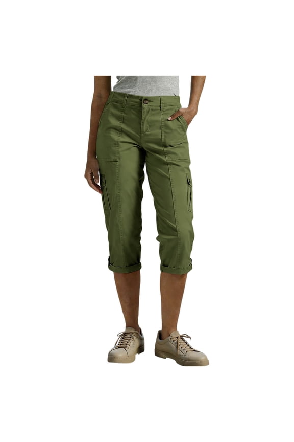 Women's Cargo Capri Pants with Rolled Cuffs Multi Pockets Casual Utility Trousers for Streetwear