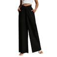 thumbnail image 1 of RQYYD Women's Crisscross High Waist Wide Leg Pants Casual Lightweight Trousers for Summer Streetwear, 1 of 6