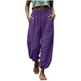 thumbnail image 1 of RQYYD Women's Drawstring Linen Lantern Pants Casual Loose Lightweight Breathable Comfortable Boho Trousers, 1 of 6
