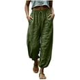 thumbnail image 1 of RQYYD Women's Drawstring Linen Lantern Pants Casual Loose Lightweight Breathable Comfortable Boho Trousers, 1 of 6