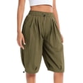 thumbnail image 1 of RQYYD Women's Elastic Waist Drawstring Harem Shorts Casual Summer Lightweight Loose Trousers with Pockets, 1 of 7
