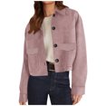 thumbnail image 1 of RQYYD Women's Faux Suede Cropped Jacket Casual Lightweight Fall Fashion Winter Coats Outerwear Trendy Clothes for Women, 1 of 7