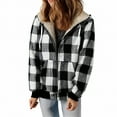 thumbnail image 1 of RQYYD Women's Flannel Casual Plaid Full Zip Up Sherpa Lined Hoodie Jacket Coat with Pockets, 1 of 5