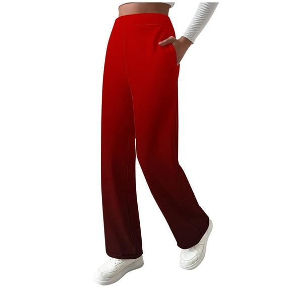 RQYYD Women's Fleece Wide Leg Sweatpants Winter Warm Thermal Straight Leg Sweat Pants with Pockets