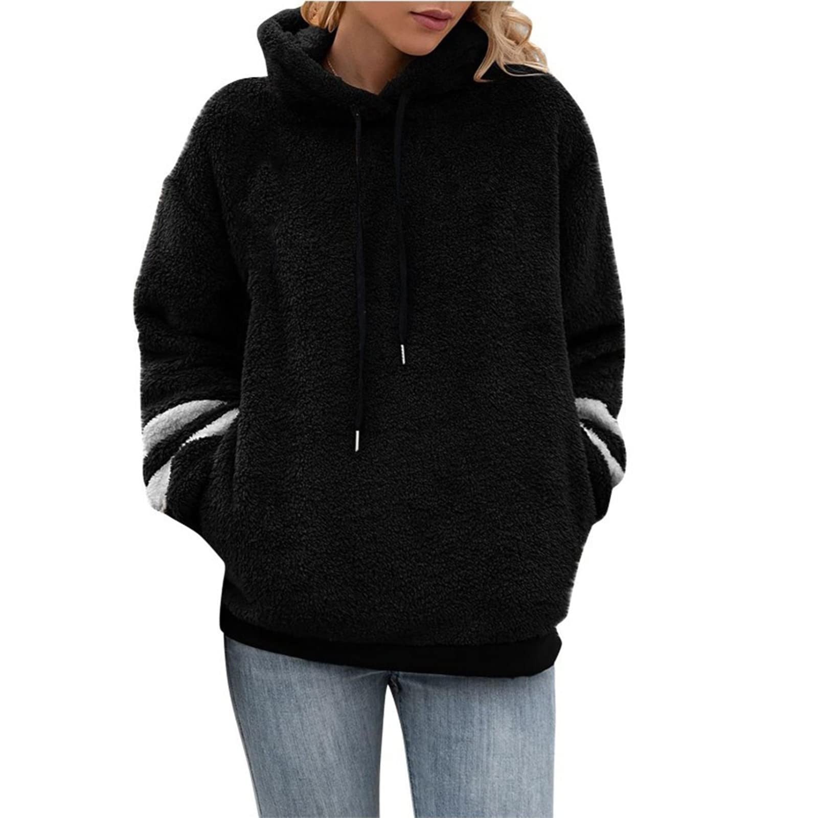 RQYYD Women's Fuzzy Hoodies Sport Pullover Hoodie Athletic Cozy