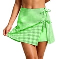 thumbnail image 1 of RQYYD Women's Gingham Wrap Skort Tie Waist Casual Summer Lightweight Breathable Trousers with Hidden Shorts, 1 of 7