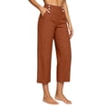 thumbnail image 1 of RQYYD Women's High Waist Button Detail Capri Pants Straight Leg Casual Summer Cropped Trousers with Pockets, 1 of 7