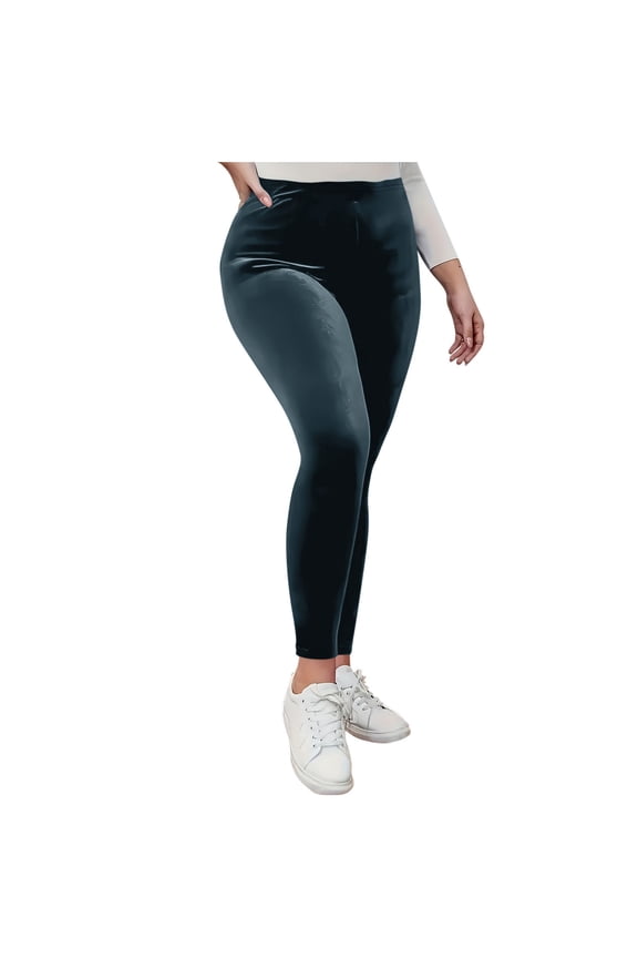 Women's High Waist Velvet Elastic Leggings Velvet Warm Yoga Pants Buttery Soft Velour Leggings