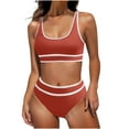 thumbnail image 1 of RQYYD Women's High Waisted Bikini Sets Sporty Two Piece Swimsuits Color Block Cheeky High Cut Bathing Suits, 1 of 5