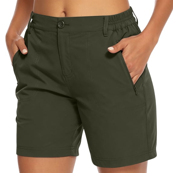 RQYYD Women's Hiking Shorts High Waist Elastic Drawstring Summer Quick Dry Outdoor Pants with Pockets