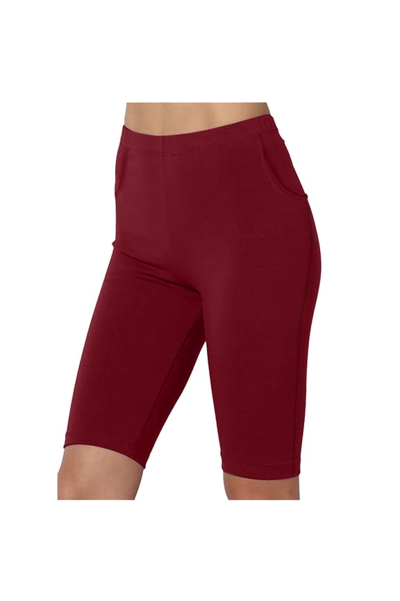 Women's Knee Length Leggings-High Waist Capri Pants Workout Biker Tummy Control Slimming Athletic Gym Yoga Pants
