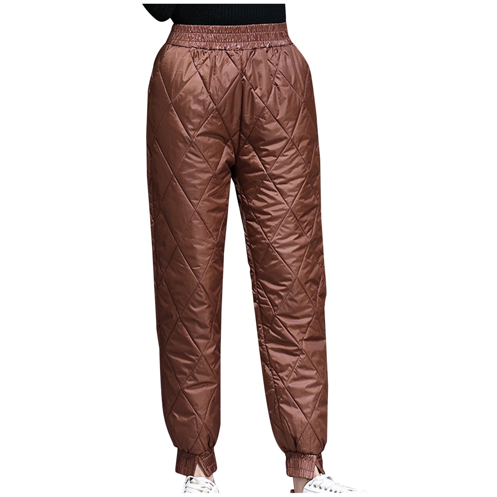  Women's Warm Down Cotton Pants, Winter Down Trousers Elastic  Waist Casual Plaid Sweatpants Padded Quilted Trousers : Clothing, Shoes &  Jewelry