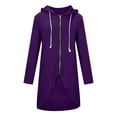 thumbnail image 1 of RQYYD Women's Long Drawstring Hoodies Casual Zip Up Sweatshirt Solid Irregular Hem Tunic Jacket with Pockets, 1 of 8