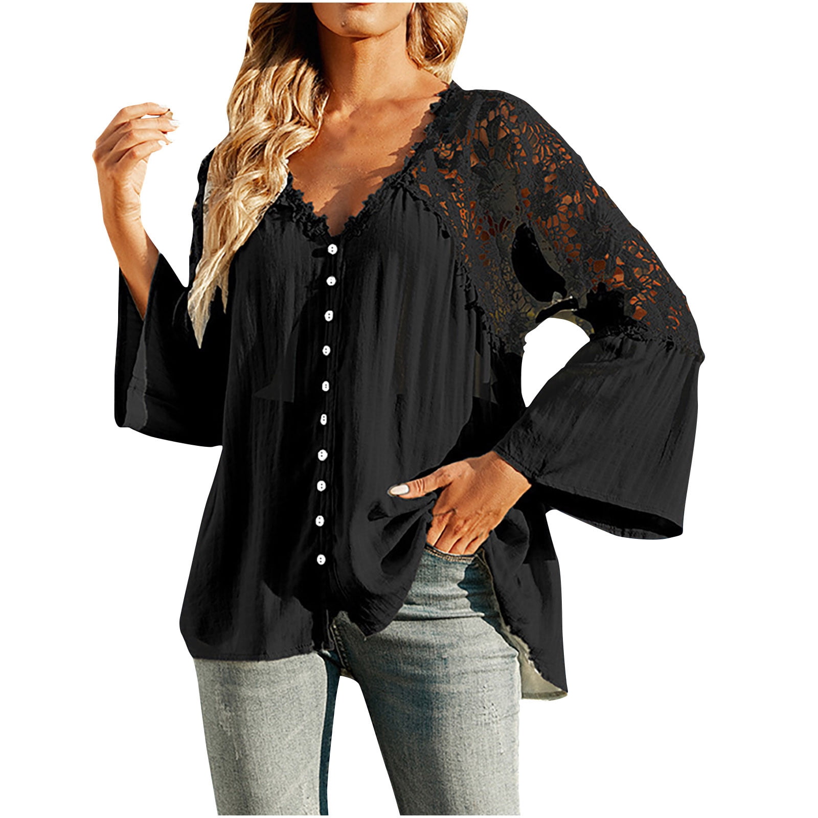 black flowy sleeve top