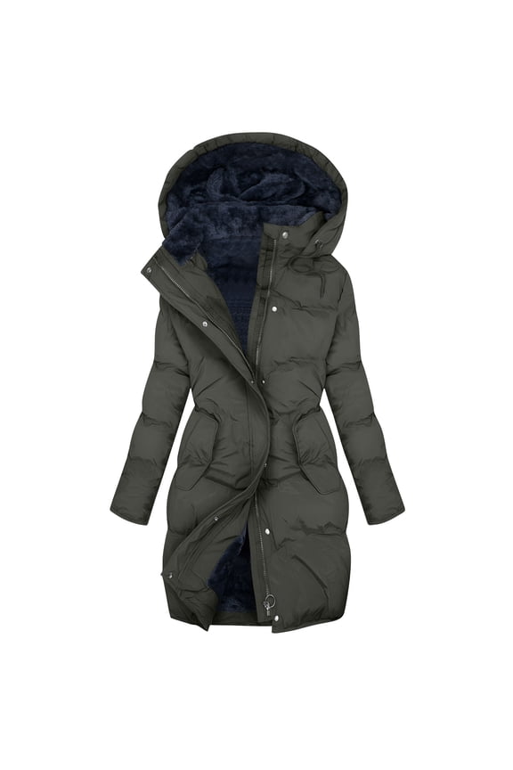 Women's Long Winter Puffer Coats Hooded Zip Up Thickened Parka Down Jackets Trendy Fashion Warm Outerwear