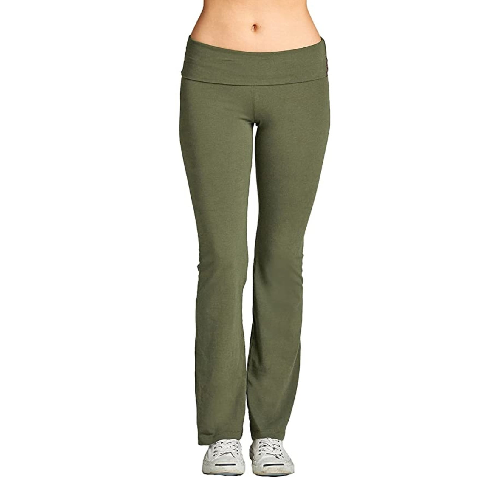 RQYYD Women's Low Waist Yoga Leggings Soft Comfy Yoga Sweat Lounge Gym  Sports Athletic Pants(Army Green,XL) 