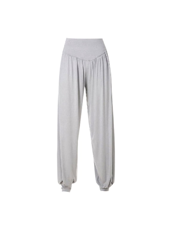 Women's Modal Sports Dance Yoga Harem Pants Flare Loose Baggy Wide Leg Lounge Pajama Bottoms(Gray,XL)