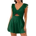thumbnail image 1 of RQYYD Women's One Piece Swimdress Cutout Ruffled Tummy Control Skirt Swimsuit V Neck Criss Cross Bathing Suits 2024 Swimwear, 1 of 7
