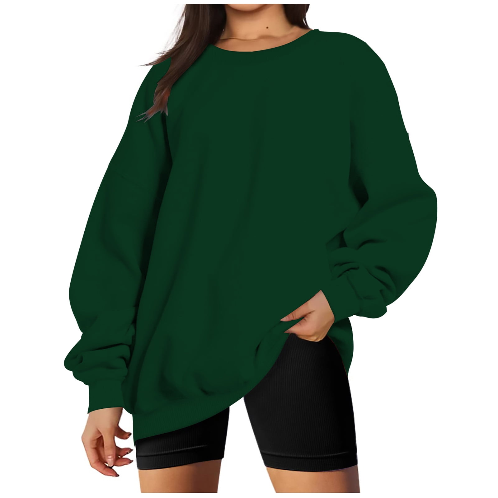 Womens green crew neck sweatshirt sale