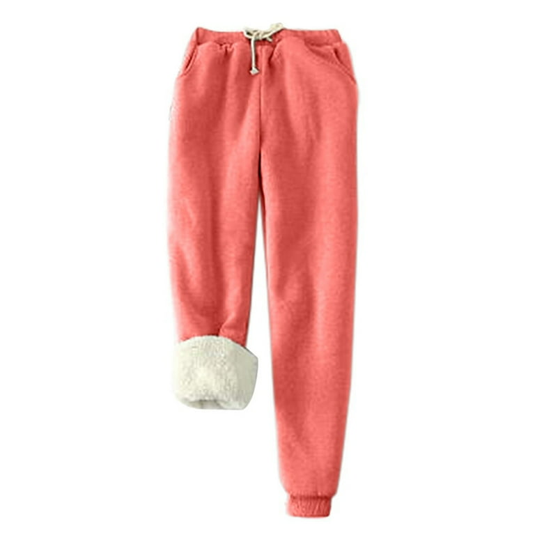 RQYYD Women's Plus Size Sherpa Lined Sweatpants Winter Warm Fleece