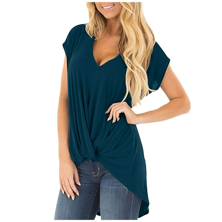 Casual Solid Color Short sleeve V neck Plus size Tops Casual Solid Color Short sleeve V neck Plus size Tops