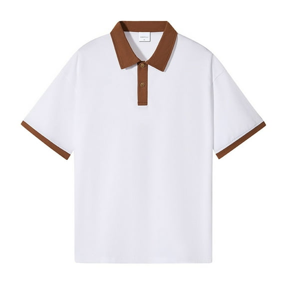 RQYYD Women's Short Sleeve V Neck Color Block T Shirt Summer Loose Fit Basic Tee Polo Work Casual Cotton Tops