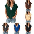 thumbnail image 1 of RQYYD Women's Short Sleeve Zip Up Hoodie Drawstring Oversized Casual Lightweight Pockets, 1 of 8