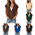 thumbnail image 1 of RQYYD Women's Short Sleeve Zip Up Hoodie Drawstring Oversized Casual Lightweight Pockets, 1 of 8