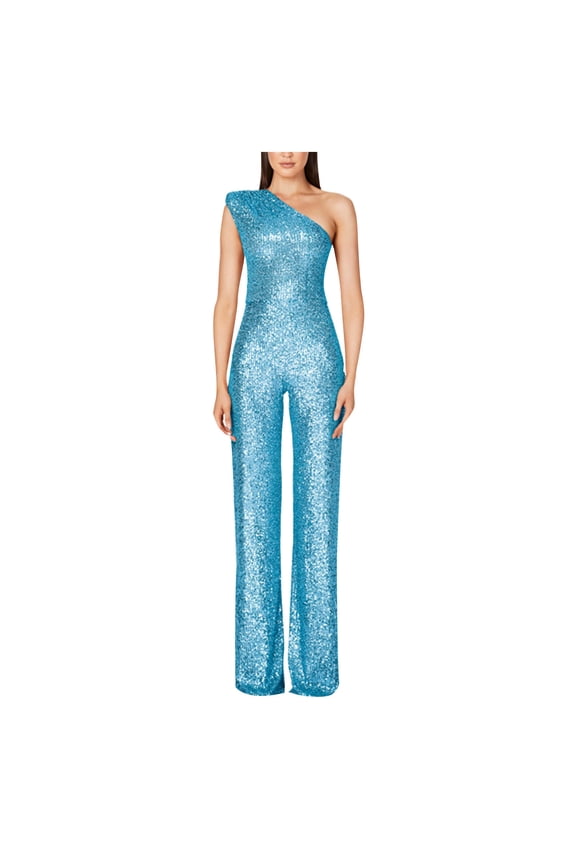 Women's Sparkly Sequin Jumpsuits Ladies Shiny Sequin Overalls Pants