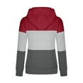 thumbnail image 1 of RQYYD Women's Striped Color Block Long Sleeve Hoodies Casual Loose Drawstring Hooded Sweatshirt Fall Winter Plus Size Fleece Pullover Tops Wine XL, 1 of 4