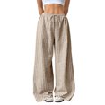 thumbnail image 1 of RQYYD Women's Striped Wide Leg Casual Pants Oversized Drawstring Waist Baggy Trousers, 1 of 6