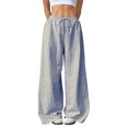 thumbnail image 1 of RQYYD Women's Striped Wide Leg Casual Pants Oversized Drawstring Waist Baggy Trousers, 1 of 6