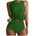 thumbnail image 1 of RQYYD Women's Two Piece Swimsuit Set High Neck Ruffle Peplum Top with High Waisted Bottoms Modest Tankini Bathing Suit for Beach, 1 of 6